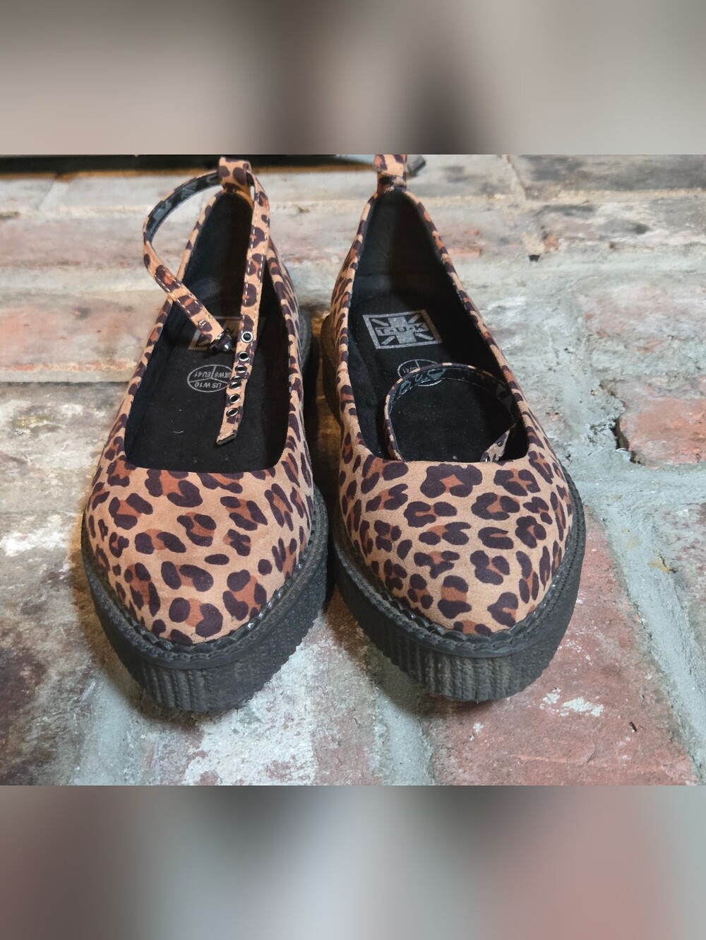 T.U.K. Footwear Leopard Pointed Ballet Ankle Strap Creeper FOR REPAIR - DAMAGED - Picture 6 of 10